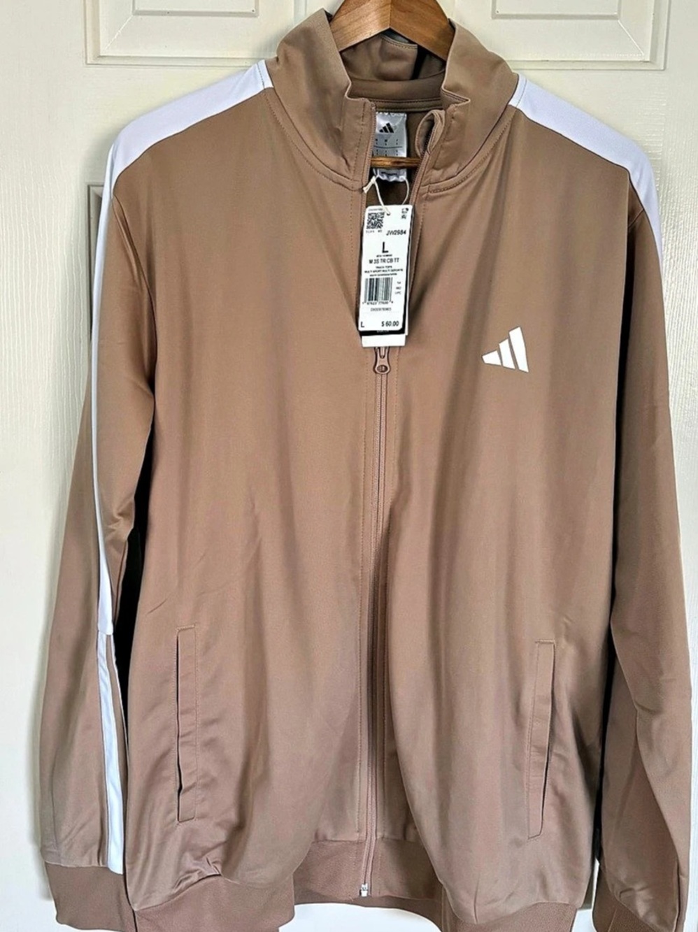 adidas M 3S TR CB TT Men's Color Block Windbreaker Brown & White Large